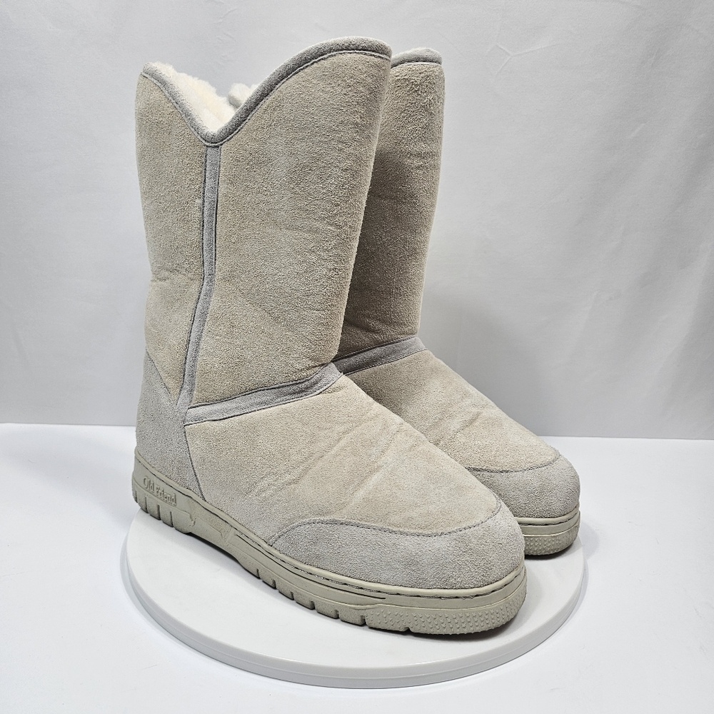 Old Friend Sheepskin Casual Pull Up Winter Boot 10 Mid Calf Cream Cabincore